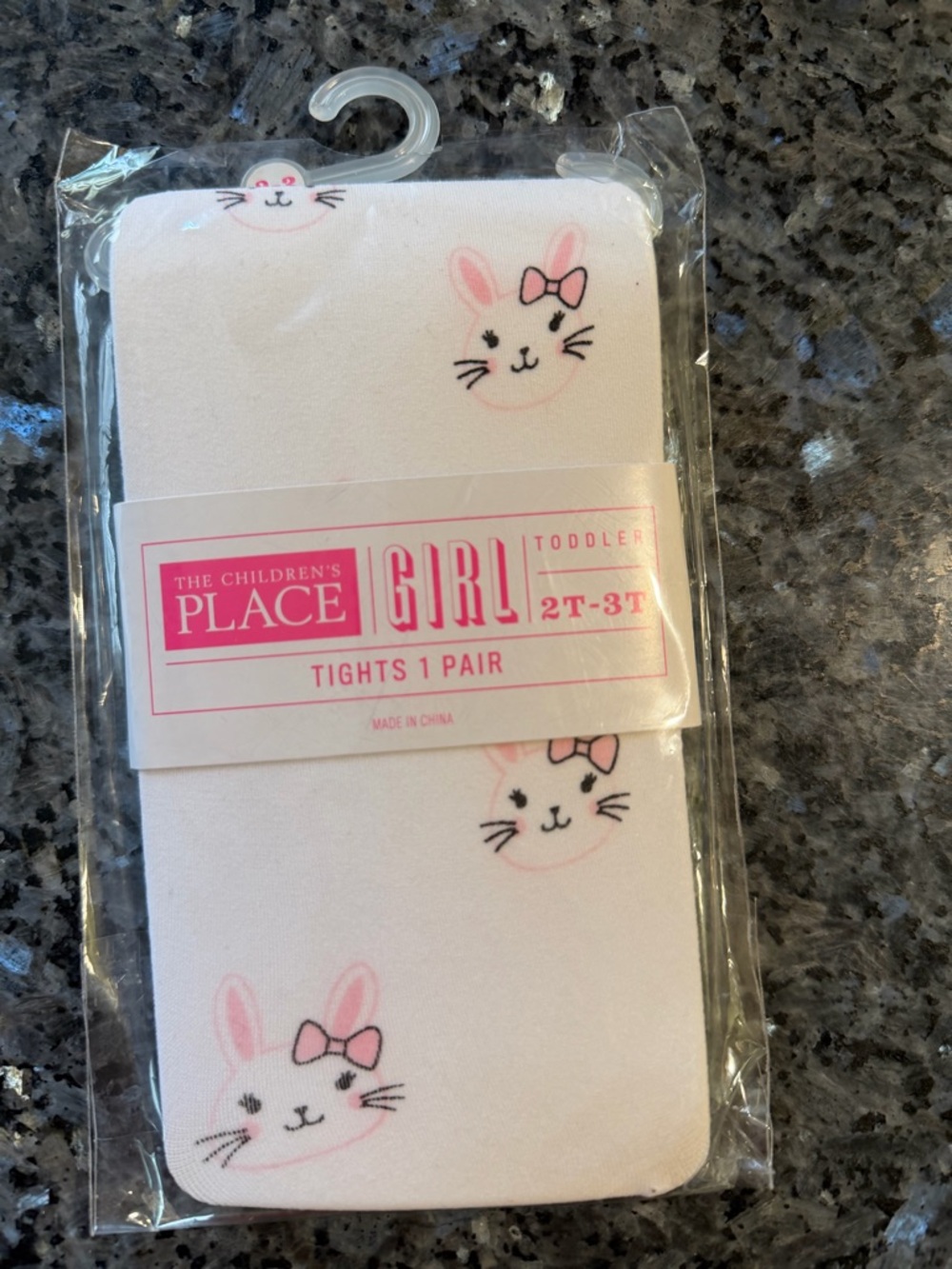 The Children's Place Girl Bunny Print Tights - White & Pink